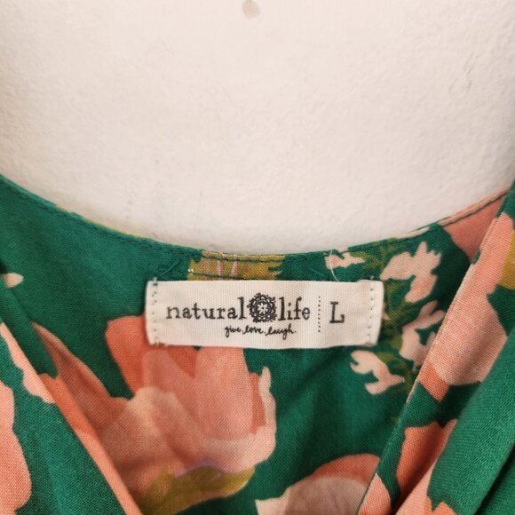 Natural Life Ella Green Floral Maxi Dress Full Length Boho Bohemian Women's L - Picture 7 of 8